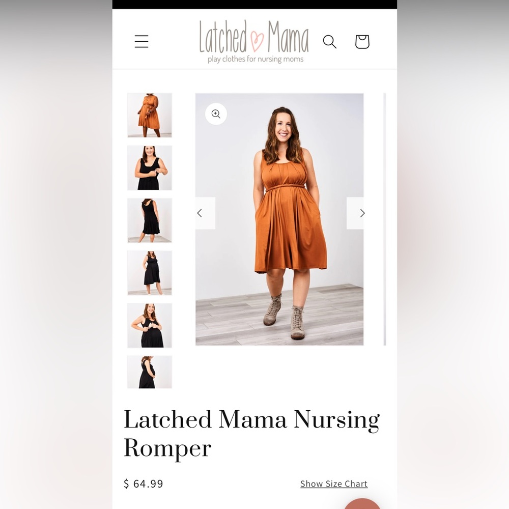 Latched mama nursing romper.